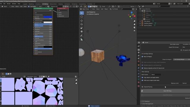 How to bake multiple objects to one texture atlas in Blender with SimpleBake Add-on смотреть онлайн