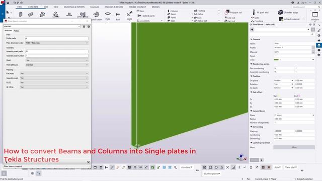 How to convert BEAMS and COLUMNS into Single Plates in Tekla Structures смотреть онлайн
