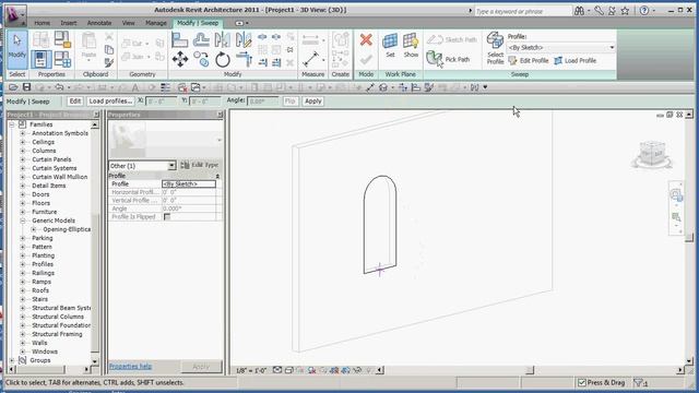 REVIT ARCH 2011 ARCH OPENING AND IN PLACE SWEEP 03 IN PLACE FAMILY SWEEP смотреть онлайн