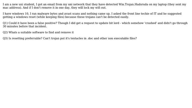 Network detects trojan on my device, Malware/avast can't find it. смотреть онлайн