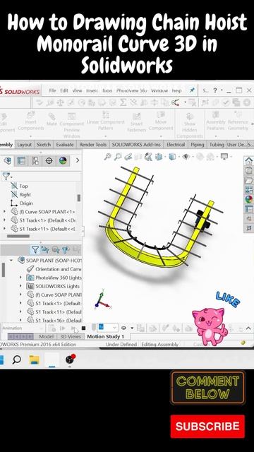 How to Drawing Chain Hoist Monorail Curve 3D in Solidworks смотреть онлайн