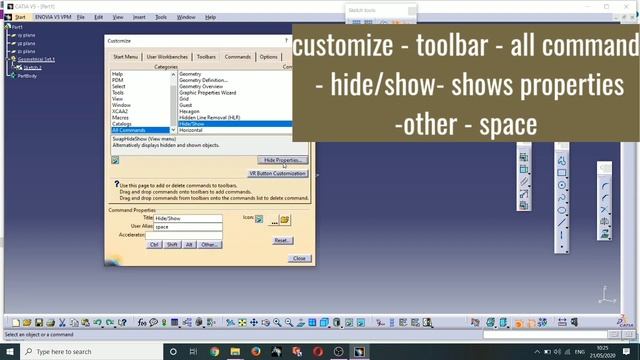PART 2.10 CATIA V5-HOW TO GIVE SHORTCUT COMMAND IN CATIA V5 (shortcut Catia tricks) смотреть онлайн