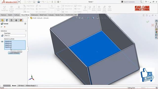 SOLIDWORKS SHEET METAL FOLD UNFOLD смотреть онлайн