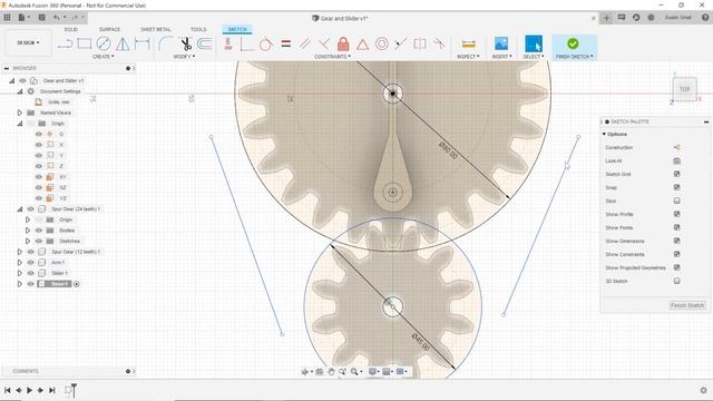 Fusion 360 Tutorial: Gear and Slider Modeling смотреть онлайн