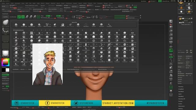 Zbrush 2020 Speed Head Sculpting and Modeling and Polypainting Timelapse by starkstefen #part1 смотреть онлайн