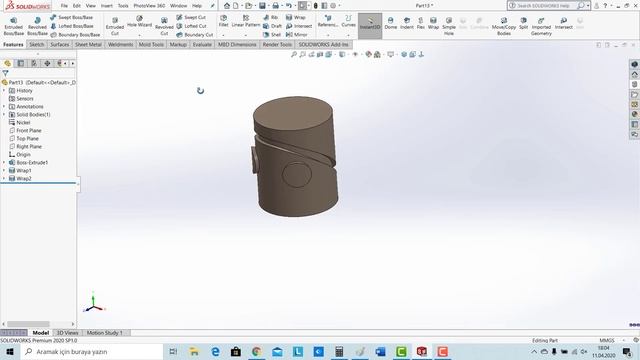 How to Use Feuture WRAP Solidworks 2020 (solidworks 2020 tutorial for beginners ) смотреть онлайн
