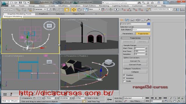 3DS MAX Animação de Câmera a Spline e render de Vídeo смотреть онлайн