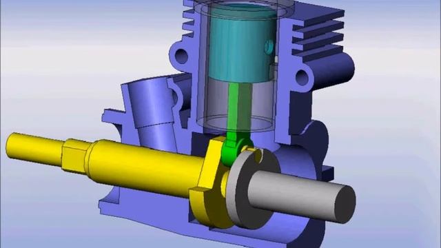 Two Stroke Engine Animation - SolidWorks 2007 смотреть онлайн