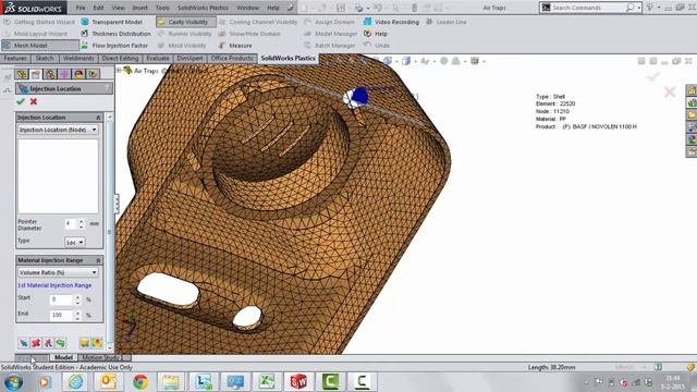 SolidWorks Plastics Detecting air traps смотреть онлайн