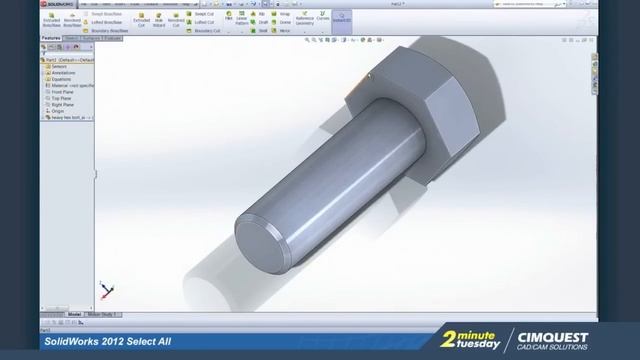 Select All 2 Minute Tuesday - What's New in SolidWorks 2012 presented by Cimquest смотреть онлайн