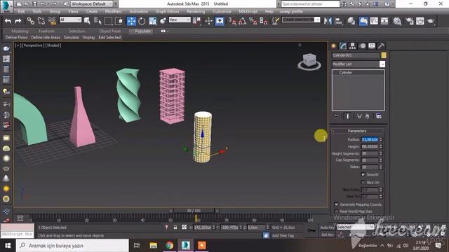 3dsmax bend taper twist ve lattice komutları смотреть онлайн