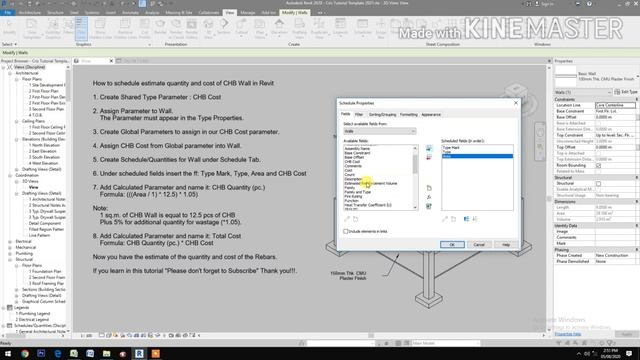 Cost Estimate of CHB Wall in Revit. Program of Works in Revit. смотреть онлайн