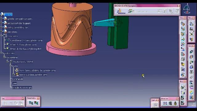 Barrel cam and follower mechanism in catia (Cylindrical Cam) смотреть онлайн
