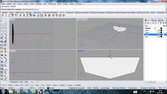 leçon N° 03 Rhinoceros ( coque 3D par une image en arrière-plan)/(3D hull) смотреть онлайн