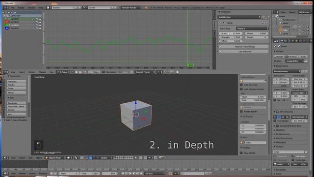 Blender tutorial automatic random motion / noise modifier in graph editor explained смотреть онлайн