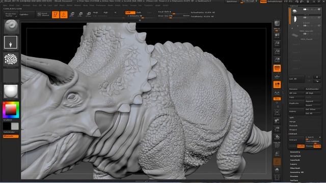 MODELING TRICERATOPS DINOSAUR TUTORIAL IN ZBRUSH 4R7 - PART 2 смотреть онлайн