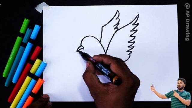 How to draw Flying Pigeon Drawing step by step for beginners смотреть онлайн