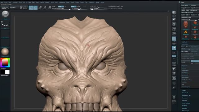 ZBrush tutorial: Create a detailed Demon, Part 3 смотреть онлайн