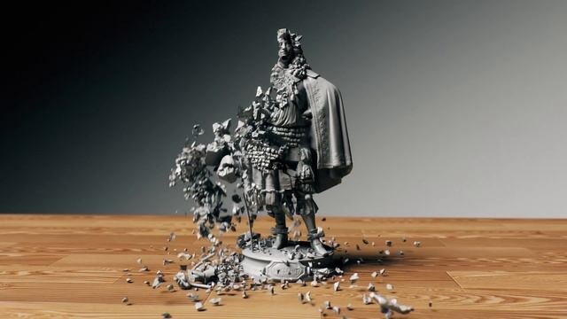 Using Houdini to fracture and simulate a statue crumbling into pieces and falling down смотреть онлайн