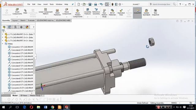SolidWorks #6 Assembly Pneumatic Cylinder смотреть онлайн
