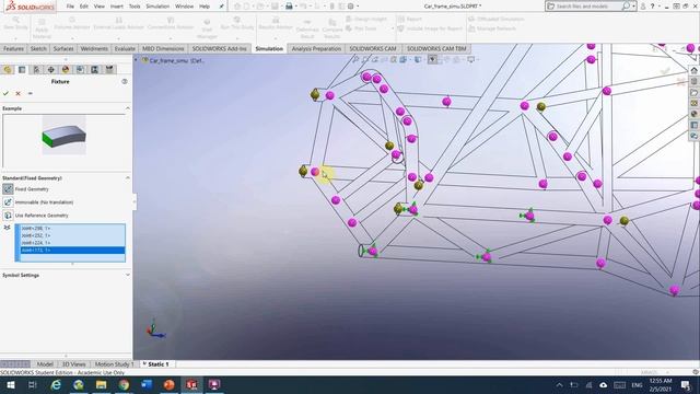 Simple car frame simulation instruction by beam mesh in Solidworks смотреть онлайн