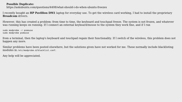 Ubuntu: Keyboard Freezes with Wireless Use on HP Pavillion dm1 смотреть онлайн