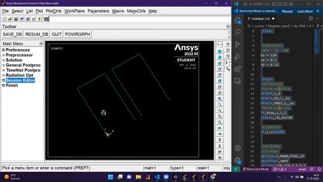 ANSYS APDL contacto sin fricción elementos BEAM, no linealidad material y grandes deformaciones смотреть онлайн