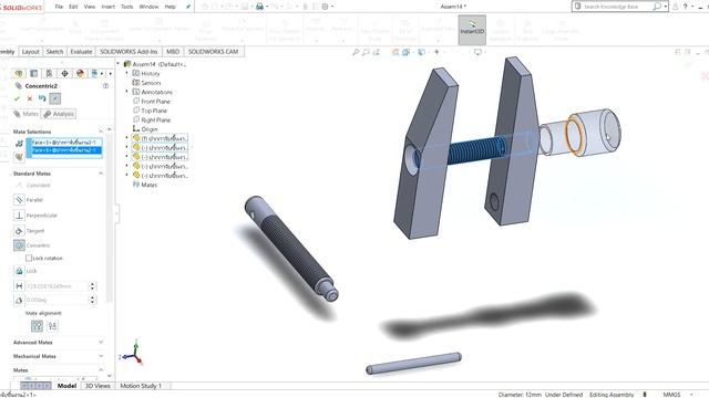 SOLIDWORKS Premium 2019 ปากกาจับชิ้นงานประกอบ смотреть онлайн