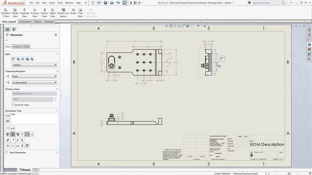 SOLIDWORKS Tech Tip - Move and Copy Dimensions Between Drawing Views смотреть онлайн