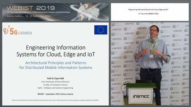 "Engineering Information Systems for Cloud, Edge and IoT" Dr. Claus Pahl (WEBIST 2019) смотреть онлайн