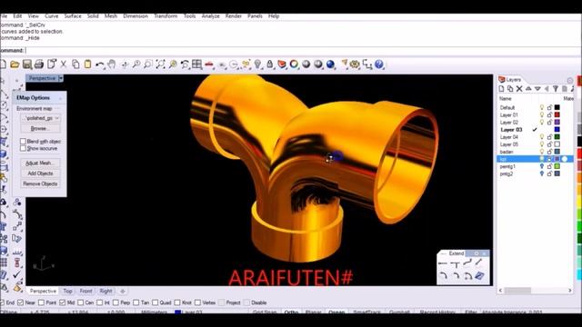Rhinoceros tutorial - Cuplikan-menggambar knee pipa tipe 3 3D смотреть онлайн