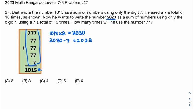 2023 Math Kangaroo Levels 7-8 Problem #27