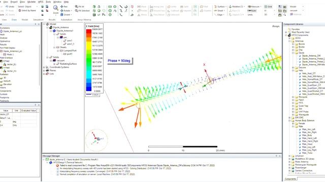 Ansys Electronics Desktop 2022 R1 dipole antenna HFSSDesign1 3D Modeler SOLVED dipole смотреть онлайн