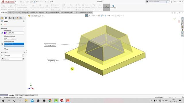 ⚡SOLIDWORKS TUTORIAL || How to Create an Indent? смотреть онлайн