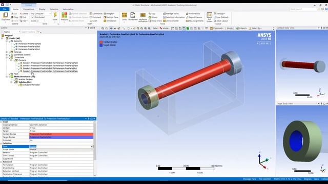 ANSYS pipe Flange bolt pretension, structural analysis, ver 2019 смотреть онлайн