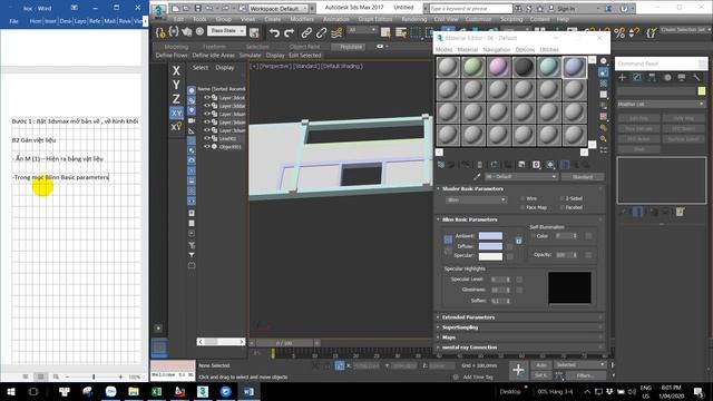 3Ds Max : Gán vật liệu cho khối dầm, sàn, cột. смотреть онлайн