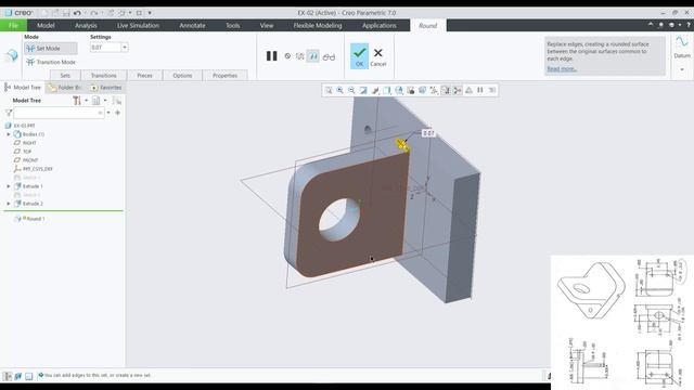 #02 PTC Creo Tutorials | Basic Part Modeling | Exercise 02 смотреть онлайн