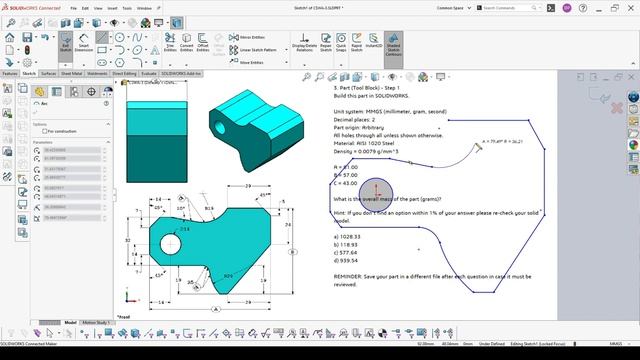 SolidWorks CSWA Sample Exam - How to solve Question 3 смотреть онлайн