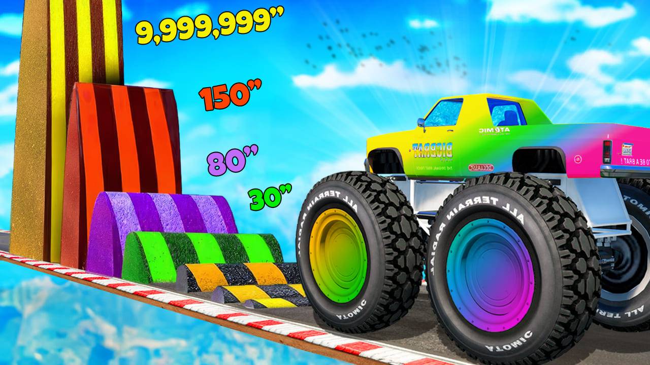 Сможет ли читерский монстр трак проехать по лежачим полицейским в гта 5 ? - эксперимент в gta 5 смотреть онлайн