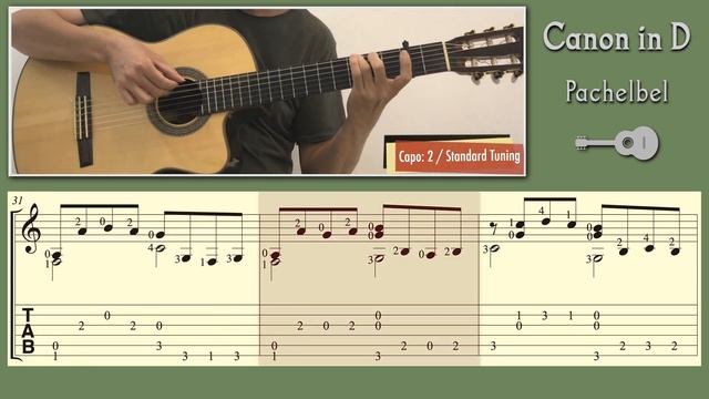 Canon in D / Pachelbel (Guitar) [Notation + TAB] [Revised edition] смотреть онлайн