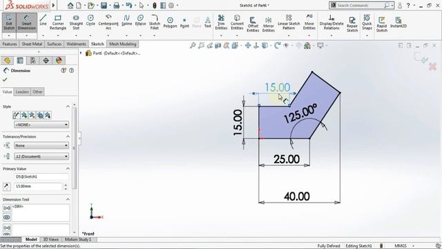 solidworks sketch dimensions tutorial -7 смотреть онлайн