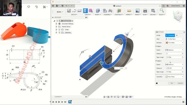 Fusion 360 Tutorial For Beginner 3D Whistle смотреть онлайн