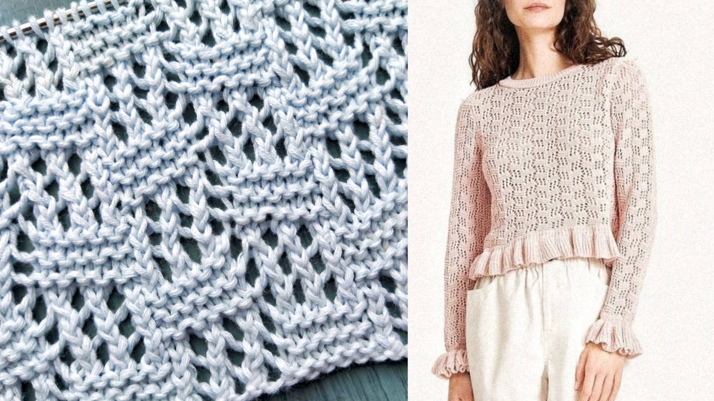 Симпатичный ажурный узор Косая шахматка смотреть онлайн