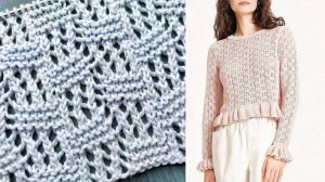 Симпатичный ажурный узор Косая шахматка