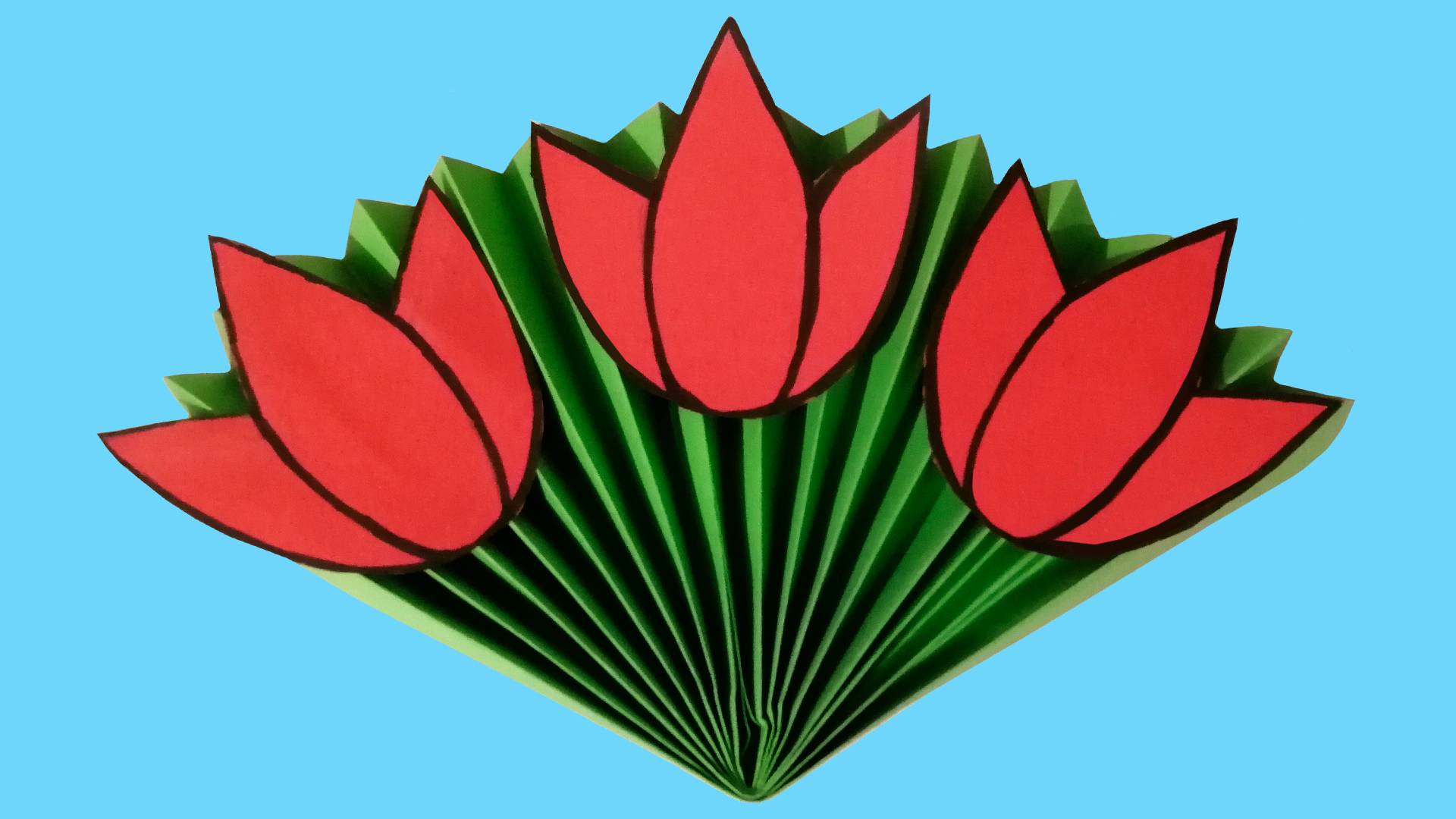 Как сделать букет из бумаги. Тюльпан из бумаги. Подарок на 8 марта. Цветы из бумаги смотреть онлайн