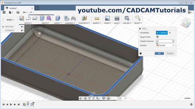 Fusion 360 Tutorial for Beginners - 6 | Rib, Shell, Web, Draft, Physical Material смотреть онлайн