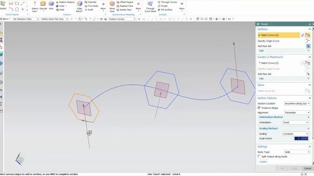 Siemens NX | Swept: 3 Sections 1 Guide смотреть онлайн