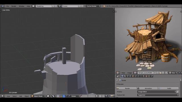 Blender : Low poly Tree house [Part 1 - Modeling] смотреть онлайн