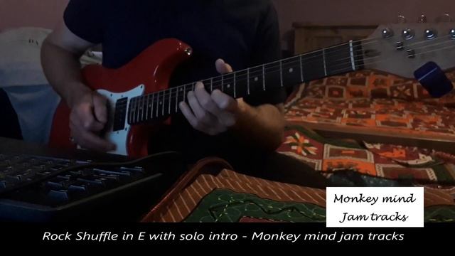 Rock shuffle - guitar riff in E - with solo intro смотреть онлайн