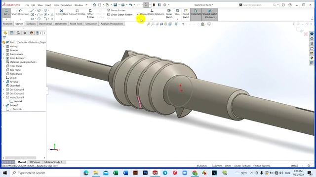 Worm Gear drawing in Solidworks 2021-2022 смотреть онлайн